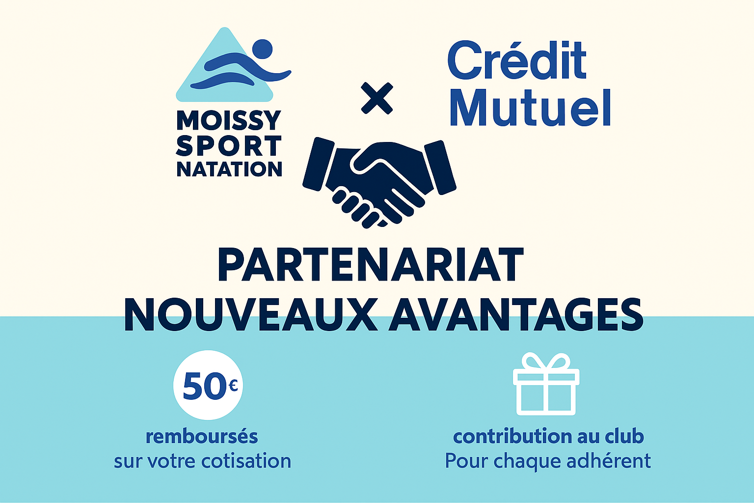 🤝 Moissy Sport Natation s’associe au Crédit Mutuel : des avantages exclusifs pour nos adhérents !