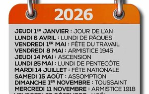 Infos club : fermetures pendant les jours fériés du printemps