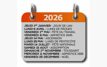 Infos club : fermetures pendant les jours fériés du printemps