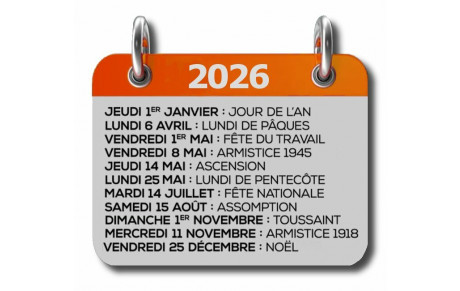 Infos club : fermetures pendant les jours fériés du printemps